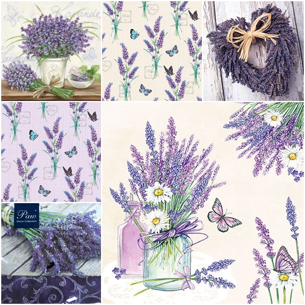 Servetele cu motive florale, lavanda